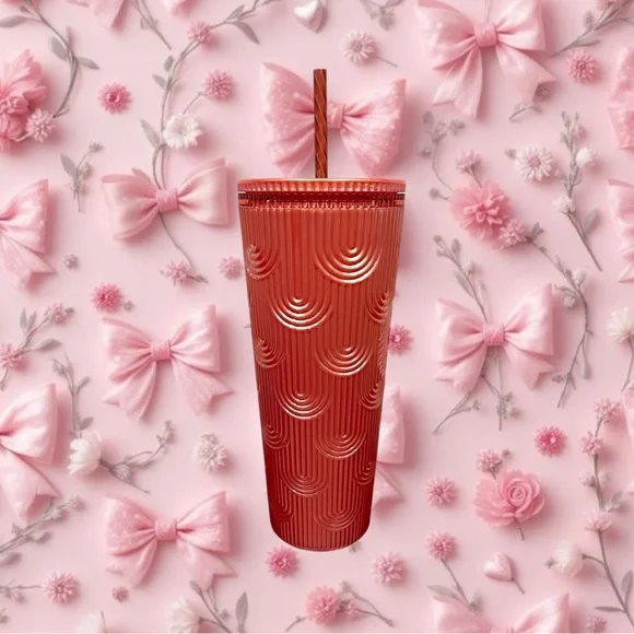 Starbucks Venti Pink Shimmer Shell Mermaid Scales Cold Cup Tumbler NWT - Picture 3 of 6